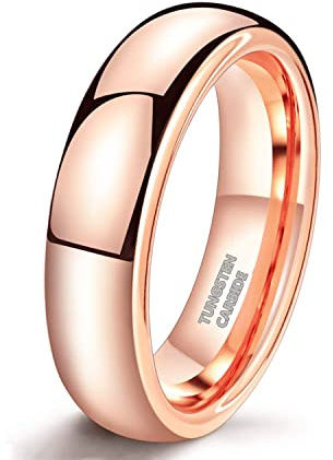 Zakk Anillos para mujer y hombre, de tungsteno, oro rosa, estrechos, pulidos, anillos de compromiso, alianzas de boda, 2 mm 4 mm 6 mm