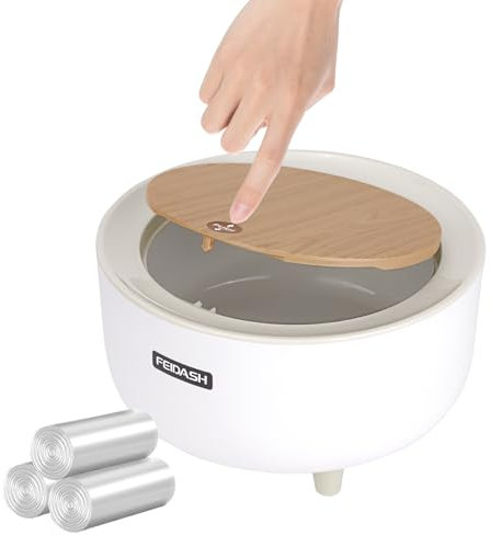 CRITIVE-SHOP Tischmülleimer Mit Pressdeckel, Tischmülleimer Mit Deckel Klein mit 3 Müllbeutel Mini Mülleimer Mülleimer Klein 2 L, Tischabfalleimer Winzig für Bad Küche Wohnzimmer Schreibtisch Auto