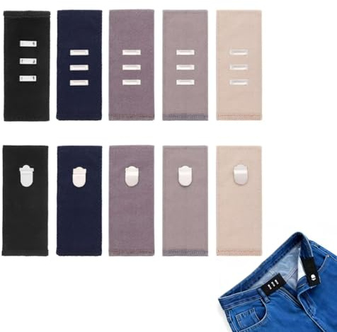 5pcs Waist Extenders with Metal Hook for Pants & Trousers, Women & Men, Jeans, Skirts, Pregnancy Maternity, Mixed Colors, Adjustable & Invisible