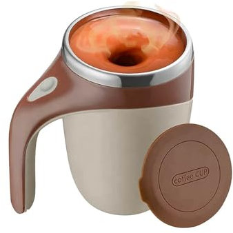 MF artSHOP Tazza Automescolante in Acciaio Riutilizzabile con Mescolazione Automatica per Caffè, Tè, Cioccolata Calda, Latte, Preparati Proteici, con Coperchio, Tazza Miscelatore