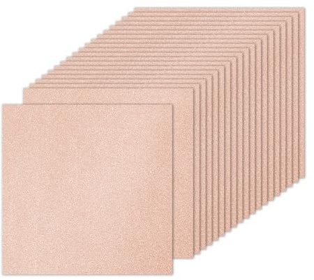 PATIKIL 20 ark roséguld glitter kort, 25,4 x 25,4 cm 250 gsm fyrkantigt premium glittrande papper hantverk kartong papper för klippbok korttillverkning gör-det-själv konstprojekt bröllopsfest