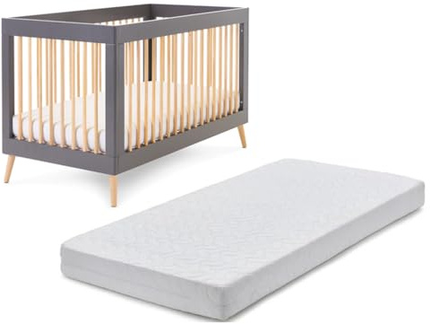 Royale Linens Cot Bed Mattress Extra Thick Nursery Foam - Hypoallergenic Easy Clean Eco-Friendly, Reversible Baby Cot Mattress for Baby & Toddlers, Firm & Supportive, White (120 x 60 x 5 cm)