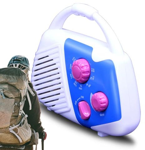 Radio de Douche - Radio de Salle de Bain,Récepteur AM/FM avec Poignée Fonctionnant sur Piles - Son Stéréo pour Maison, Douche, Pêche, Parc, Randonnée et Camping