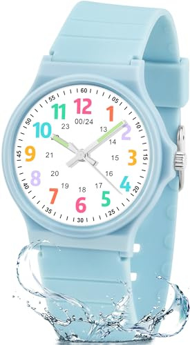 Juboos Kids Watch Analog for Boys Girls Toddler, 3ATM Waterproof Wirstwatch Learning Time and Easy to Read