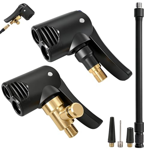 Lot de 2 adaptateurs de valve française en laiton avec 1 tuyau de gonflage de pneu, connecteur pour vélo, moto, voiture, camion (noir)