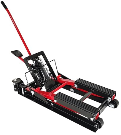 Garvee Cric élévateur hydraulique Puissant 1500 lbs pour Moto et ATV - Plateau Ciseaux Portable avec Roues et pédale - Plage de Levage 10-40 cm - Idéal Atelier Garage - Couleur : Rose