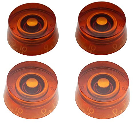 Musiclily Pro Imperial Zoll Gitarre Knöpfe Zylinder Potiknöpfe Speed Knobs für USA Les Paul Style E-Gitarre, Bernstein (4er Set)