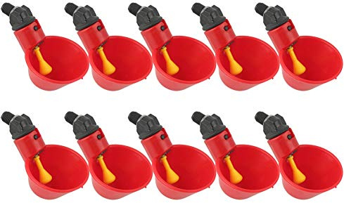 Abreuvoir Automatique Poules 10 pièces Abreuvoir à Volaille en Plastique Kit Distributeur d'eau Potable Bols Systèmes d'alimentation en Eau pour Cailles Oiseaux Pigeon Poulet
