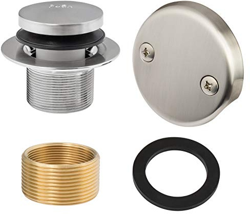 Artiwell Tip-Toe Tub Trim Set with Two-Hole Overflow Faceplate, Replacement Bath Drain Trim Kit with 2-Hole Overflow Faceplate and Universal Fine/Coarse Thread (Brushed Nickel)