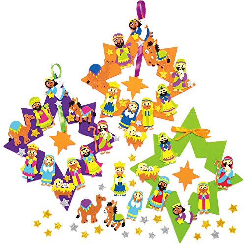 Baker Ross AX566 Weihnachtskrippe Kränze Bastelset für Kinder - 3 Stück, Festliche Kreativsets und Bastelbedarf zum Basteln und Dekorieren zur Weihnachtszeit