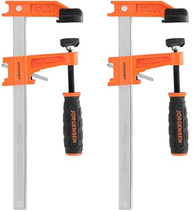 Jorgensen 6 Bar Clamp Set, 2-Pack Steel F Clamp Light Duty, 300 lbs Load Limited, for Woodworking, Metalworking, DIY