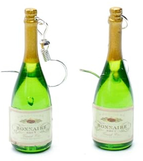 Miniblings Champagner Ohrringe Hänger Schaumwein Weinflasche Flasche Sekt grün - Handmade Modeschmuck I Ohrhänger Ohrschmuck versilbert