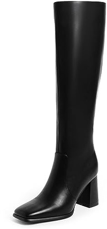Modatope Square Toe Knee High Boots for Women Black Chunky Heel Tall Boots Women Side Zipper Fall Boot Size 6