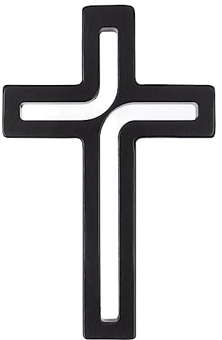 Drewniane Krzyże Hängendes Kreuz aus Buchenholz Modern Wandkreuz Kruzifix Glatte Oberfläche Hängend Holzkreuz (Schwarz, 18x12x1,5cm)