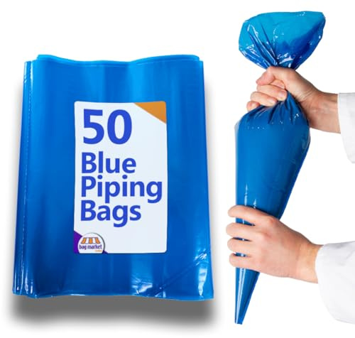 Bag Market | Strong Blue Piping Bags - 21 Large | Suitable for; Mash, Savoy, Cupcakes, Icing, Pastry - 100% Recyclable and Disposable (50 Bags)