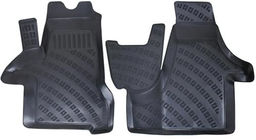 Rizline Passgenau 3D Fussmatten Auto Kompatibel mit VW T5 & T6 Typ 7H/7E/ SG/SH 2003 – 2024 Auto Zubehör 1. Reihe Gummimatten Autos TPE Allwetter Geruchlos rutschfest Vorne Schwarz