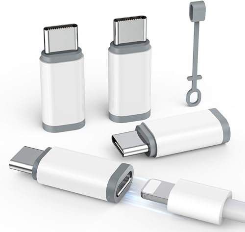 4 Pack for Lightning to USB C Adapter, Lightning Female to USB C Male Adapter for iPhone 15 16,iPad Pro,Type C Devices, Type C Charger Connector, Support Charging &Data Transfer, Not for Audio/OTG/Mic