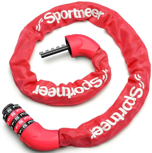 Sportneer Bike Lock - High Security 5-Digit Resettable Combination Chain Lock for Bicycle, Motorcycle, Scooter, Door - Anti-Theft Accessories