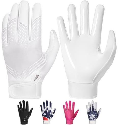 RIGWARL Football Gloves Adult Men, Youth Kids Football Gloves with Super Sticky Grip, Receiver Glove Best Gift for Adult Youth Kids Boys 8-12