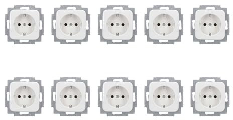 Busch-Jaeger 10x 20 EUC-214 SCHUKO Steckdosen-Einsatz Alpinweiß Reflex SI 2CKA002011A1888