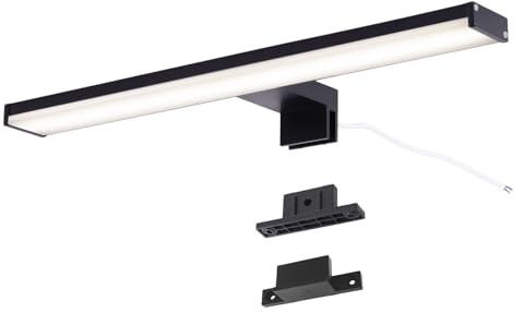 Alpinaluz Aplique LED para Espejo de Baño – Luz Blanca Neutra 4000K – IP44 – Carcasa de Aluminio y Soportes en Policarbonato Negro – Montaje en Espejo, Pared o Mueble (40cm 10W)
