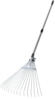 Spotact Râteau à feuilles de jardin réglable de 30,5 à 50,8 cm de large en acier inoxydable avec poignée extensible et poignée ergonomique pour feuilles de cour, herbe, rochers (alliage d'aluminium
