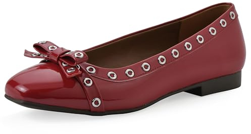 WHITE MOUNTAIN Women's Bodhi Cap Toe Ballet Flat, Cruella Red Patent, 11 W