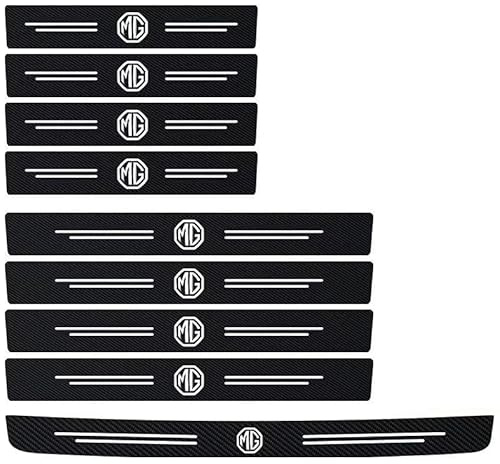 9 Piezas Pegatinas Protective de Umbral de Puerta de Coche para MG ZS Hybrid+ AB Bj. 2024, Decoración Estribos Fibra Carbono Protector Accesorios