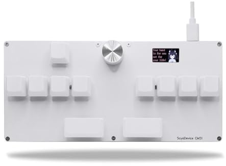 VmugDVoqb Teclado CM51 con Perilla, Copia y Pasta de Pantalla, Compatible con OSU DJ MAX, admite interruptores, interruptores magnéticos de Disparo rápido(CM51-1 White)