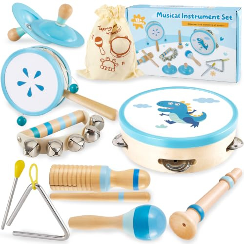 HERSITY Baby Musical Instrument Wooden Montessori Toys 1 Year Old Boy Gifts