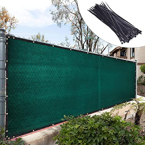 Royal Shade 5' x 50' Green Fence Privacy Screen Windscreen Cover Netting Mesh Fabric Cloth - Cable Zip Ties Included (We Make Custom Size)