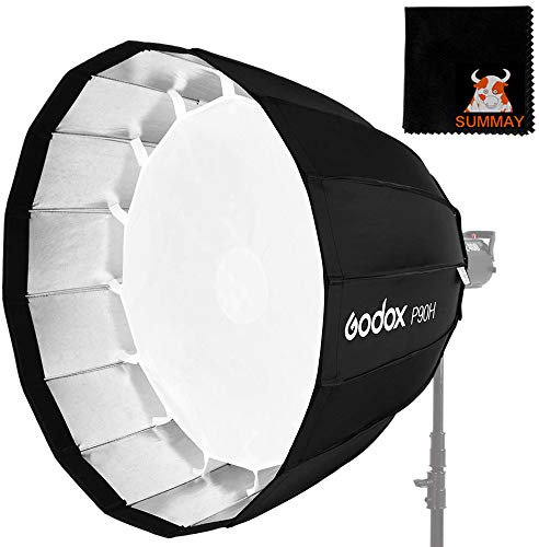 GODOX Sechseckige Softbox 35,4in 90cm Softboxen Bowens Hochtemperaturversion Faltbar Parabolic Softbox Blitzgerät Portrait Hochzeits Location Schooting (P90H)