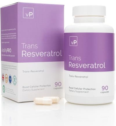 vP Vitality Pro Trans Resveratrol Supplements, 90 Capsules - 500 milligrams Pure Trans Resveratrol Powder for Vitality & Immunity Support - Vegan Dietary Supplements