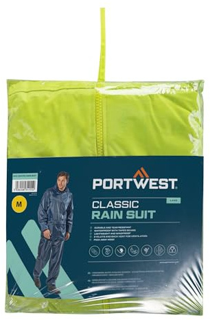 Portwest L440 Jacka och Byxa Tejpade Sömmar Vattentät Andningsbar Infällbar | Gul, XL, EN 343 Klass 3:1, UPF 40+, Unisex, Öppning med Dragkedja, Stuva Undan Huva, Elastiska Muddar, Polyester, Ventilerad