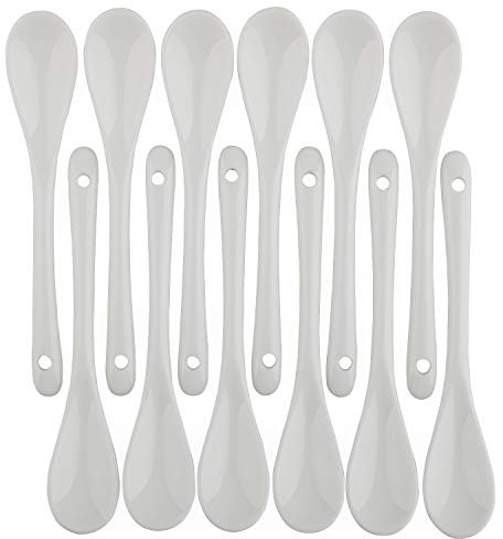 Cucharas de huevo de porcelana para huevos cocidos suaves y té postres de cerámica Set de 12