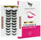 Moksha Beauty Magnetic Eyelashes Natural Look - 10 Pairs False Eyelashes Kit with Magnetic Eyeliner and Tweezers, Reusable Lashes Set, No Glue, Waterproof