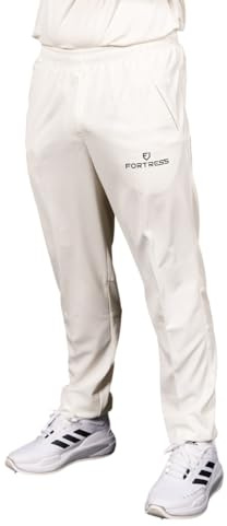 FORTRESS Men's Cricket Trousers - XS-XXL Sizes/100% Polyester Cricket Whites (Large)