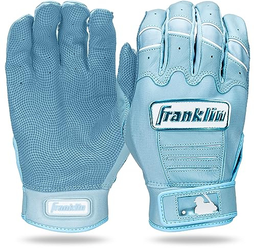 Franklin Sports MLB Baseball Batting Gloves - CFX Pro Batting Gloves for Adults and Teens - Baseball and Softball Batting Gloves - Carolina Blue Highlight - Adult Small