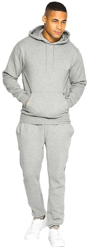 BRAND KRUZE Mens Hoodie Jumper Regular Fit Long Sleeve Pullover Tracksuit Set Hoody Sweatshirt and Joggers KZMS139 TRACKSUIT GREY M