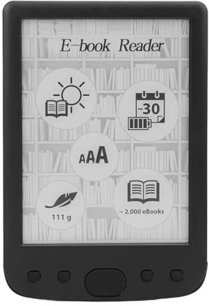 Lector de Libros Electrónicos, Lector de Libros Electrónicos con Pantalla de 6 Tintas, Memoria 8G, Calendario, Reloj, Batería de 2500 MAh, Compacto y Liviano, para Ucos