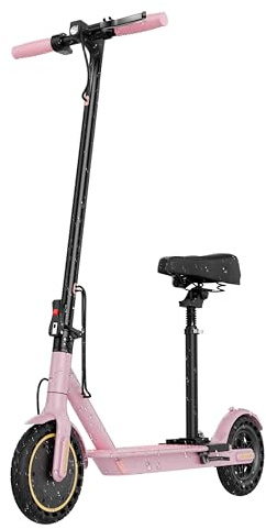 Electric Scooter, Folding E Scooter for Adults with Seat, 350W Motor, 8.5 Solid Tires, Cruise Control, 19MPH, 21Mile Range Portable Teens Commuter Escooter with APP, Dual Brake