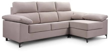 Shiito | Sofá Lucrezia de 4 Plazas con Chaiselongue | Diseño Elegante y Práctico | 255 cm de Ancho - Color Mocha