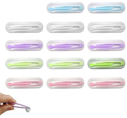 YAFIYGI 15 Packs Contact Removal Tool Set Soft Contact Lens Tweezers Inserter Stick Applicator for Easy Lens Grabber Contacts Accessories to Put On Eye Tweezer and Remover for Lenses (Colorful)