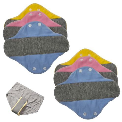 6 Stück Waschbare Slipeinlagen,Wiederverwendbare Stoffbinden,Slipeinlagen Baumwolle,Waschbare Menstruations,reusable Cotton Pads,Waschbar Damenbinden,Geeignet für Alle Frauen,Verhindern Urinverlust
