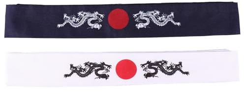 SOESFOUFU Lot de 2 Bandeaux Décoratifs Japonerie en Coton, Bandeau de Chef et Karaté, Respirant et Polyvalent, pour Costume Japonerie et Occasions Spéciales