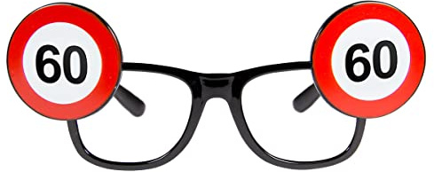 Folat 24960 - Gafas de señal de tráfico de 60 cumpleaños, unisex para adultos, multicolor, Zahl 60