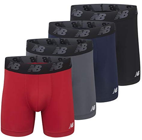 New Balance Men's Nb3017-4 Performance 5 No Fly Boxer Briefs 4 Pack, Pigment/Team Red/Lead/Black, M UK