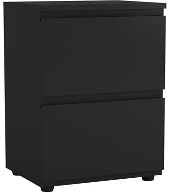 URBNLIVING 2 Drawer Wooden Bedroom Bedside Cabinet No Handle Storage Nightstand Side Table