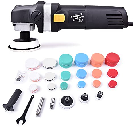 ShineMate Mini Rotary Polisher Kit 600W with 36 Pcs Buffing Pads for Spot Polishing, Equipped with 1.2,2 and 3 Inch Backing Plates