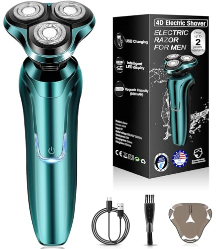 Electric Razor for Men, Men's Rotary Shavers, Waterproof, Wet and Dry Rechargeable Electric Shaver for Men's Faces with a Cordless and Floating Head,Portable Travel Razor,an Ideal Gift for Men
